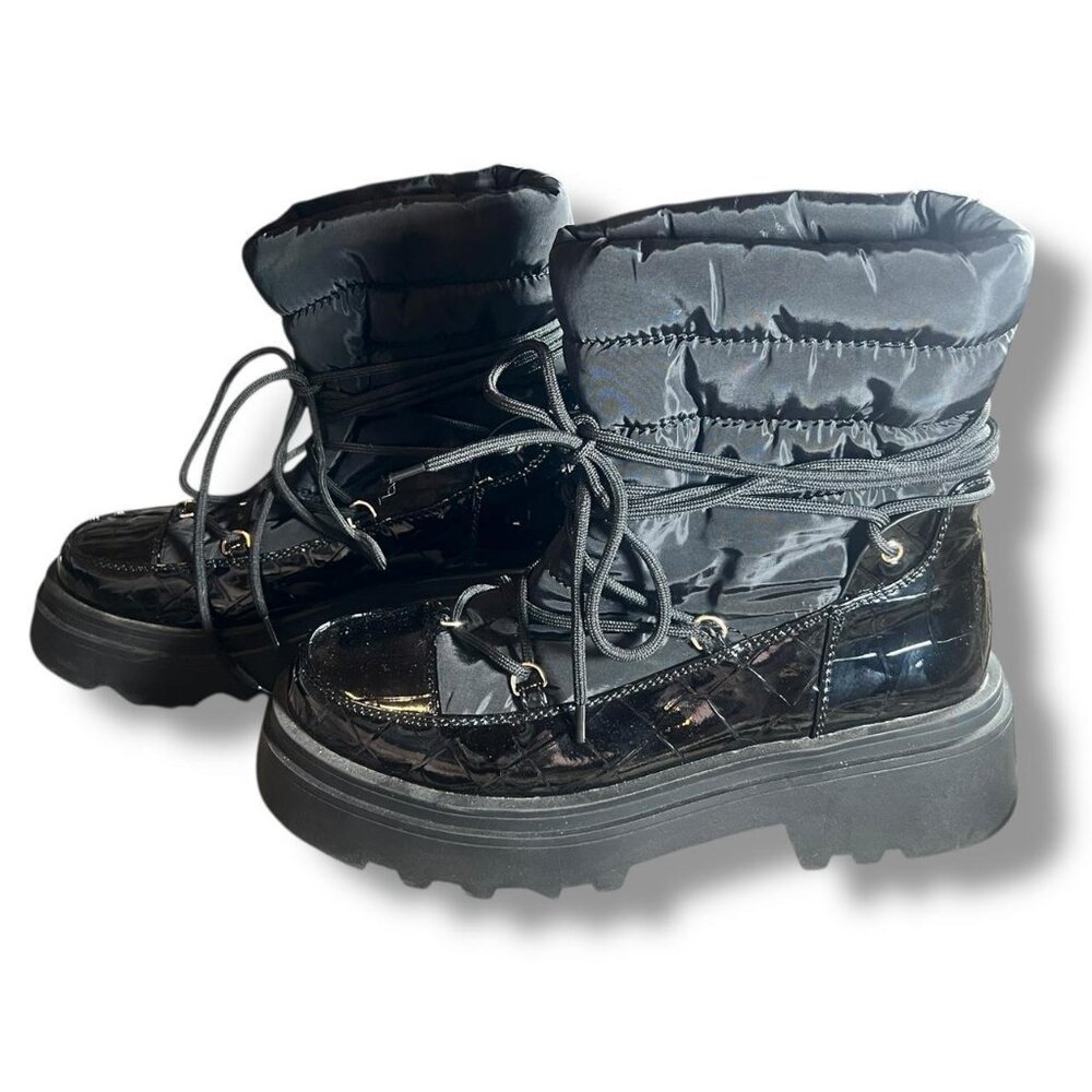 Dollskill Chunky Black Quilted Platform Snow Boots